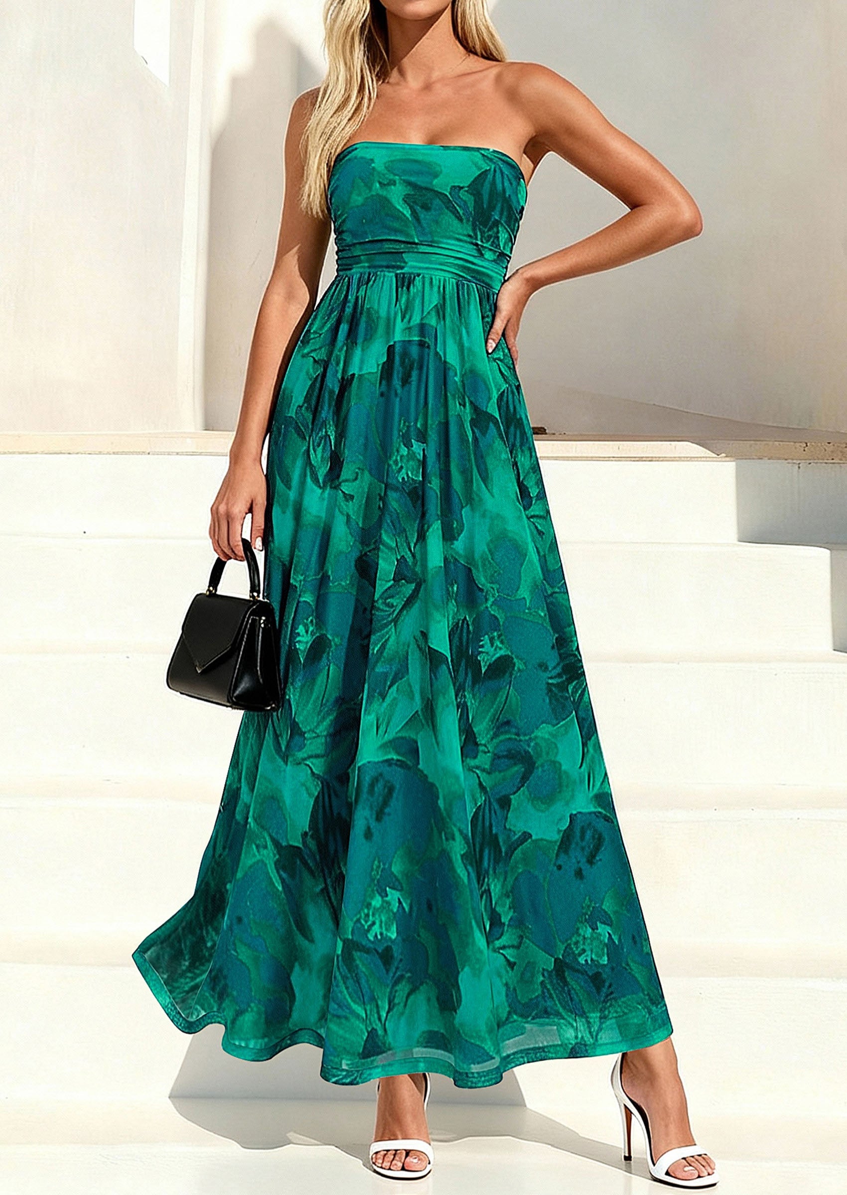 PRETTYGARDEN Womens Boho Maxi Dress 2026 Summer Floral Tube Strapless Spring Wedding Guest Cocktail Long Dresses PRETTYGARDEN