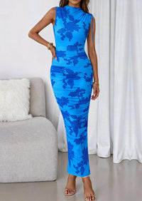 PRETTYGARDEN Women's Summer Maxi Floral Dresses Ruched Bodycon Sleeveless Mesh Formal Wedding Guest Cocktail Split Long Dress PRETTYGARDEN