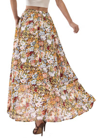 PRETTYGARDEN 2026 Summer Maxi Long Skirts for Women Trendy Boho Floral High Waisted Slit Flowy Travel Beach Vacation Clothes