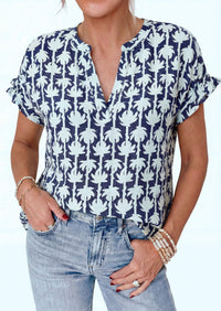 PRETTYGARDEN Womens Floral Print Short Sleeve Summer Tops Trendy V Neck Loose Boho Shirts Casual Work Blouses PRETTYGARDEN