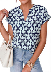 PRETTYGARDEN Womens Floral Print Short Sleeve Summer Tops Trendy V Neck Loose Boho Shirts Casual Work Blouses PRETTYGARDEN