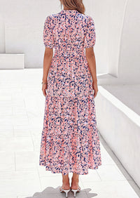 PRETTYGARDEN Women's Summer Maxi Dresses Boho Floral Short Sleeve V Neck Casual Wedding Guest 2026 Beach Vacation Outfits