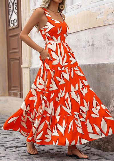 PRETTYGARDEN Women's Summer Floral Maxi Dress Sleeveless Smocked Ruffle Long Flowy Beach Vacation Boho Sundresses