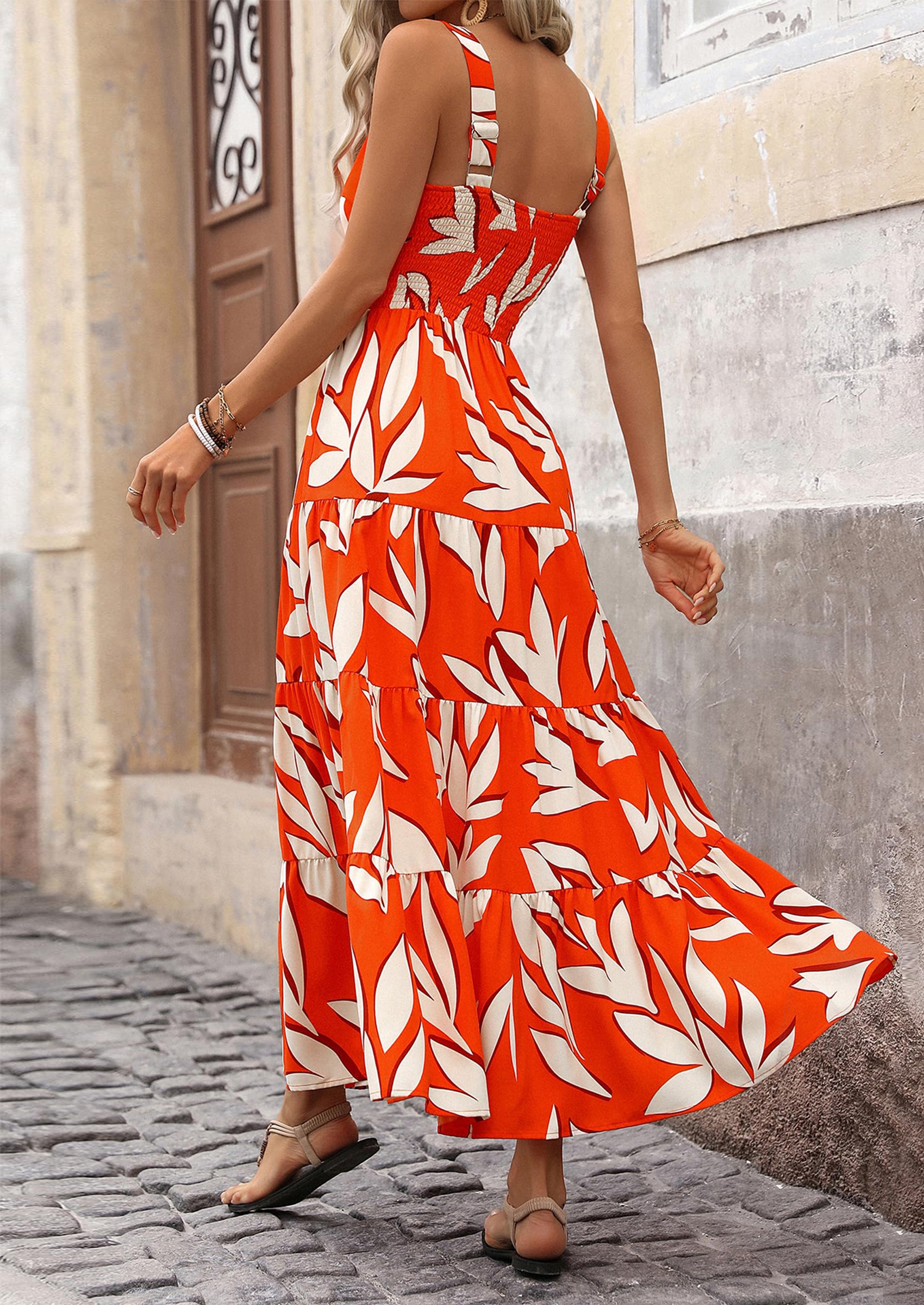 PRETTYGARDEN Women's Summer Floral Maxi Dress Sleeveless Smocked Ruffle Long Flowy Beach Vacation Boho Sundresses