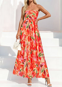 PRETTYGARDEN Womens Boho Maxi Dress 2026 Summer Floral Tube Strapless Spring Wedding Guest Cocktail Long Dresses PRETTYGARDEN