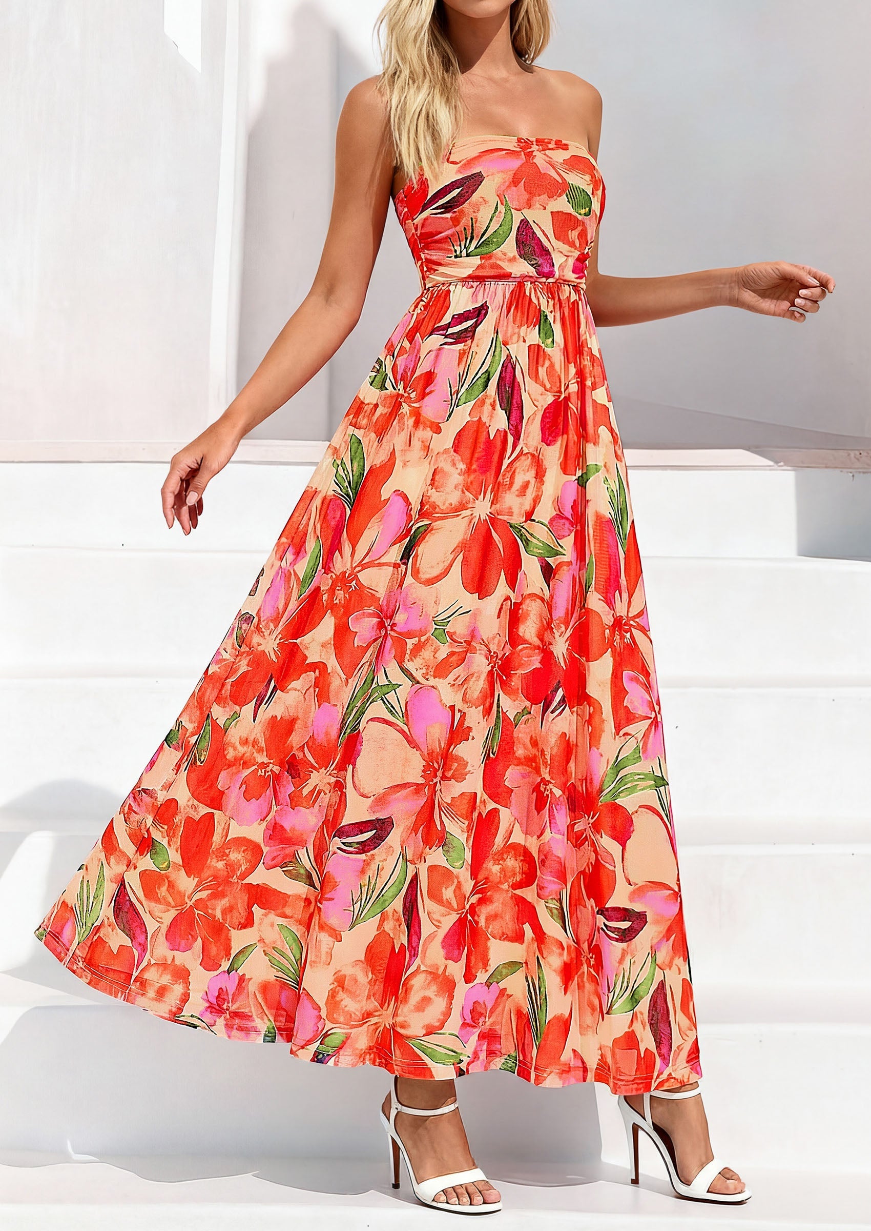 PRETTYGARDEN Womens Boho Maxi Dress 2026 Summer Floral Tube Strapless Spring Wedding Guest Cocktail Long Dresses PRETTYGARDEN