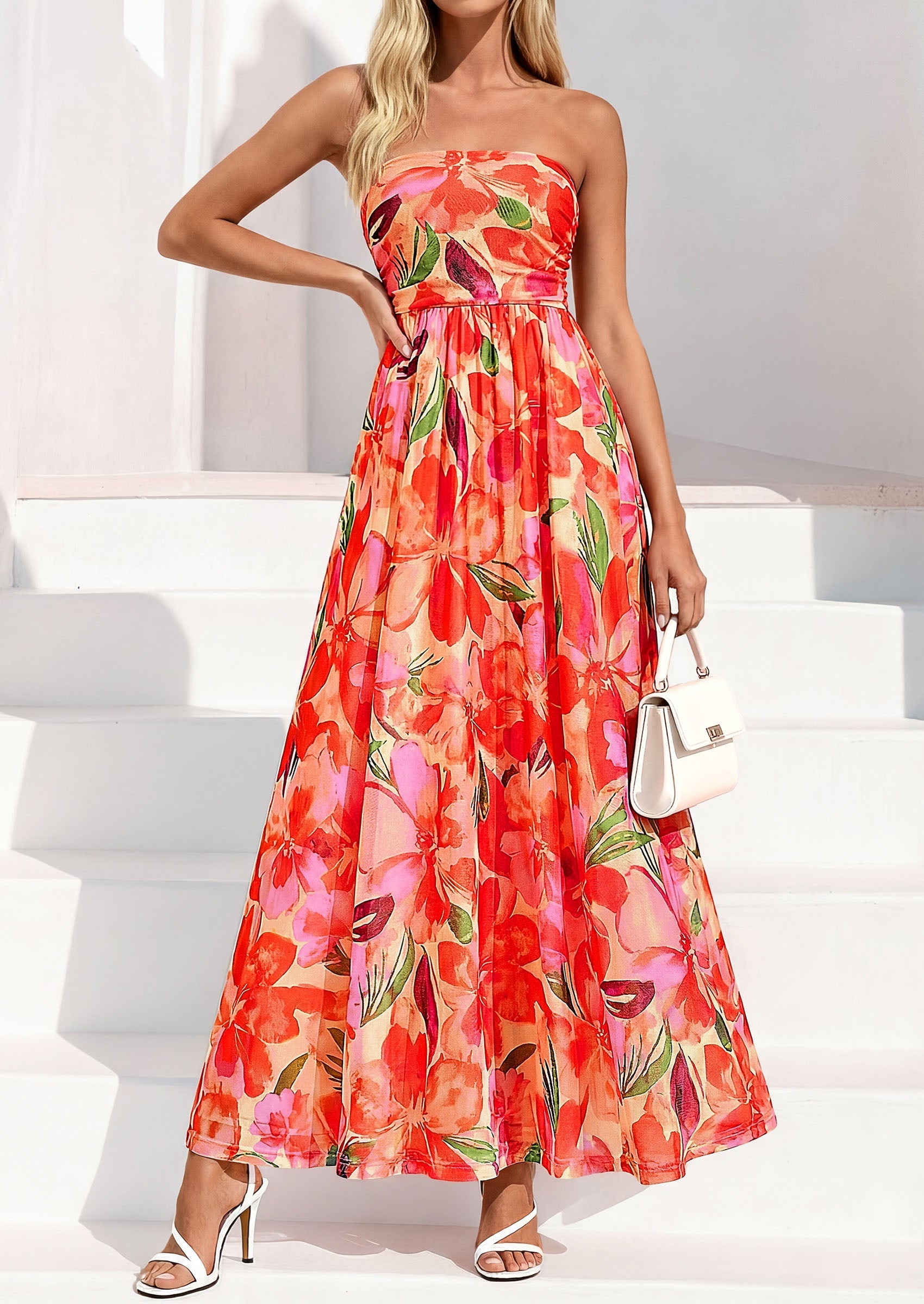 PRETTYGARDEN Womens Boho Maxi Dress 2026 Summer Floral Tube Strapless Spring Wedding Guest Cocktail Long Dresses PRETTYGARDEN