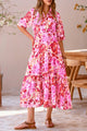 Button Up Ruffle A Line Flowy Maxi Dress