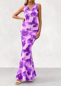 PRETTYGARDEN Women's Summer Cowl Neck Floral Maxi Dress Sleeveless Bodycon Beach Vacation Long Party Wedding Guest Dresses PRETTYGARDEN