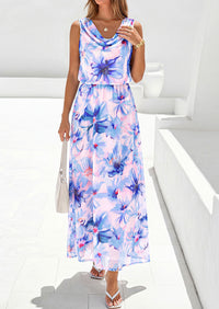 PRETTYGARDEN Womens Summer Floral Maxi Dresses Spring Sleeveless Cowl Neck Flowy Beach Vacation Wedding Guest Long Dress