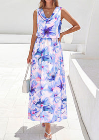 PRETTYGARDEN Womens Summer Floral Maxi Dresses Spring Sleeveless Cowl Neck Flowy Beach Vacation Wedding Guest Long Dress