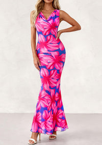 PRETTYGARDEN Women's Summer Cowl Neck Floral Maxi Dress Sleeveless Bodycon Beach Vacation Long Party Wedding Guest Dresses PRETTYGARDEN