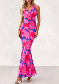 PRETTYGARDEN Women's Summer Cowl Neck Floral Maxi Dress Sleeveless Bodycon Beach Vacation Long Party Wedding Guest Dresses PRETTYGARDEN