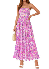 PRETTYGARDEN Womens Boho Maxi Dress 2026 Summer Floral Tube Strapless Spring Wedding Guest Cocktail Long Dresses PRETTYGARDEN
