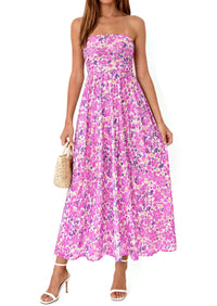 PRETTYGARDEN Womens Boho Maxi Dress 2026 Summer Floral Tube Strapless Spring Wedding Guest Cocktail Long Dresses PRETTYGARDEN