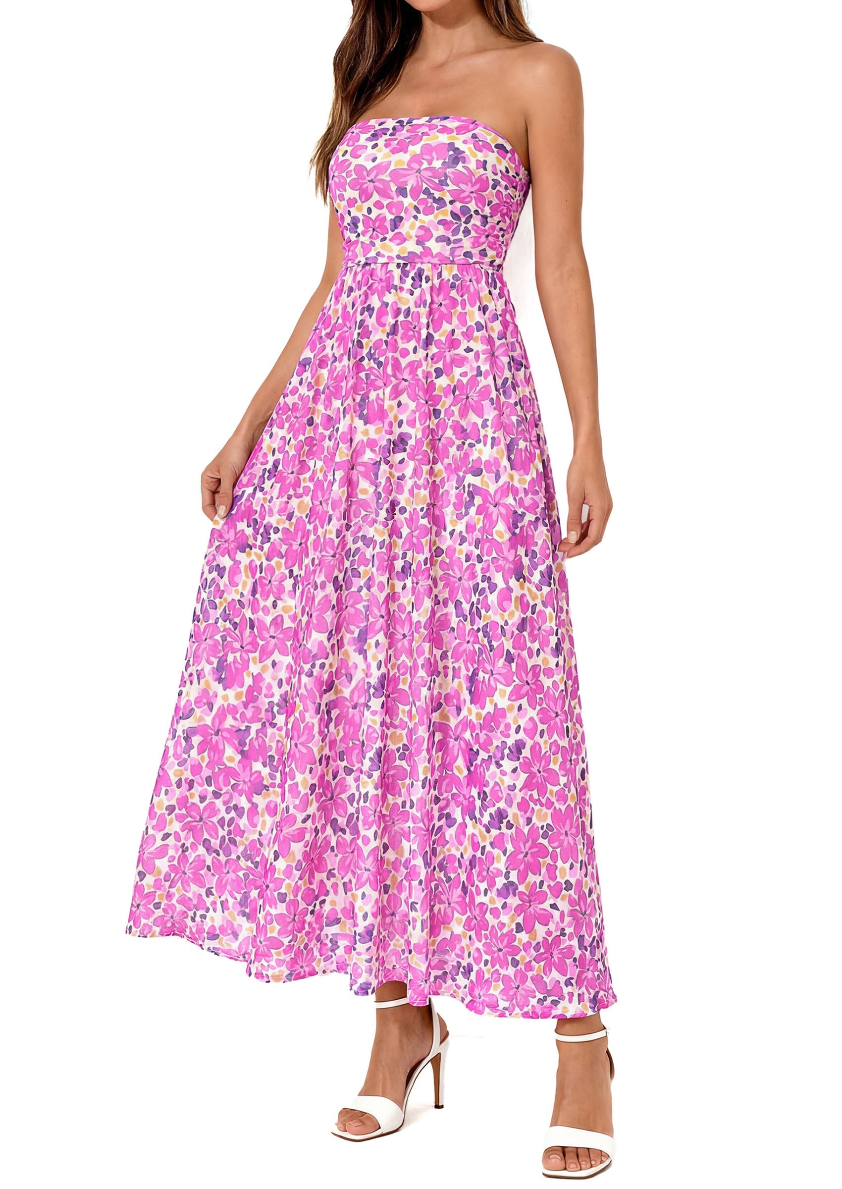 PRETTYGARDEN Womens Boho Maxi Dress 2026 Summer Floral Tube Strapless Spring Wedding Guest Cocktail Long Dresses PRETTYGARDEN