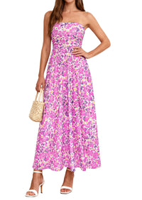 PRETTYGARDEN Womens Boho Maxi Dress 2026 Summer Floral Tube Strapless Spring Wedding Guest Cocktail Long Dresses PRETTYGARDEN