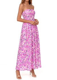 PRETTYGARDEN Womens Boho Maxi Dress 2026 Summer Floral Tube Strapless Spring Wedding Guest Cocktail Long Dresses PRETTYGARDEN