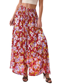 PRETTYGARDEN 2026 Summer Maxi Long Skirts for Women Trendy Boho Floral High Waisted Slit Flowy Travel Beach Vacation Clothes