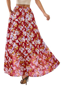 PRETTYGARDEN 2026 Summer Maxi Long Skirts for Women Trendy Boho Floral High Waisted Slit Flowy Travel Beach Vacation Clothes