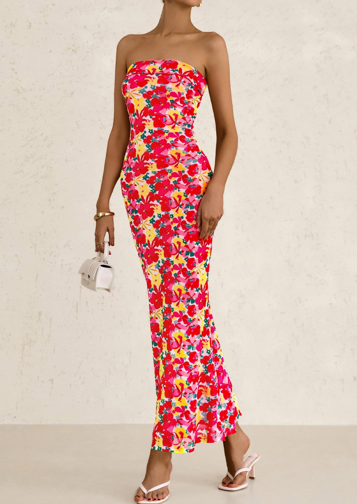 Womens Summer Printed Tube Maxi Dress Strapless Bodycon Sleeveless Night Out Long Dresses