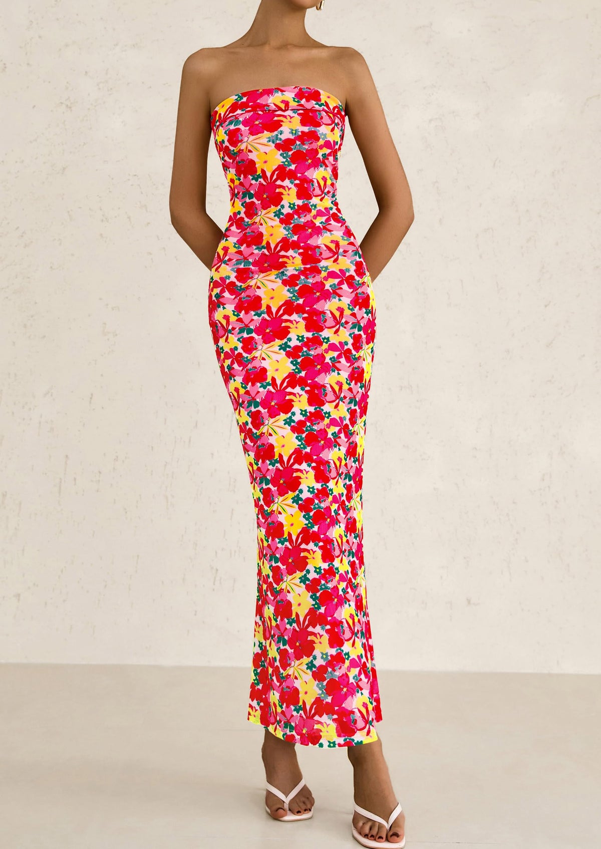 Womens Summer Printed Tube Maxi Dress Strapless Bodycon Sleeveless Night Out Long Dresses