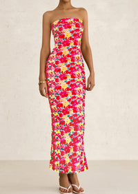 Womens Summer Printed Tube Maxi Dress Strapless Bodycon Sleeveless Night Out Long Dresses