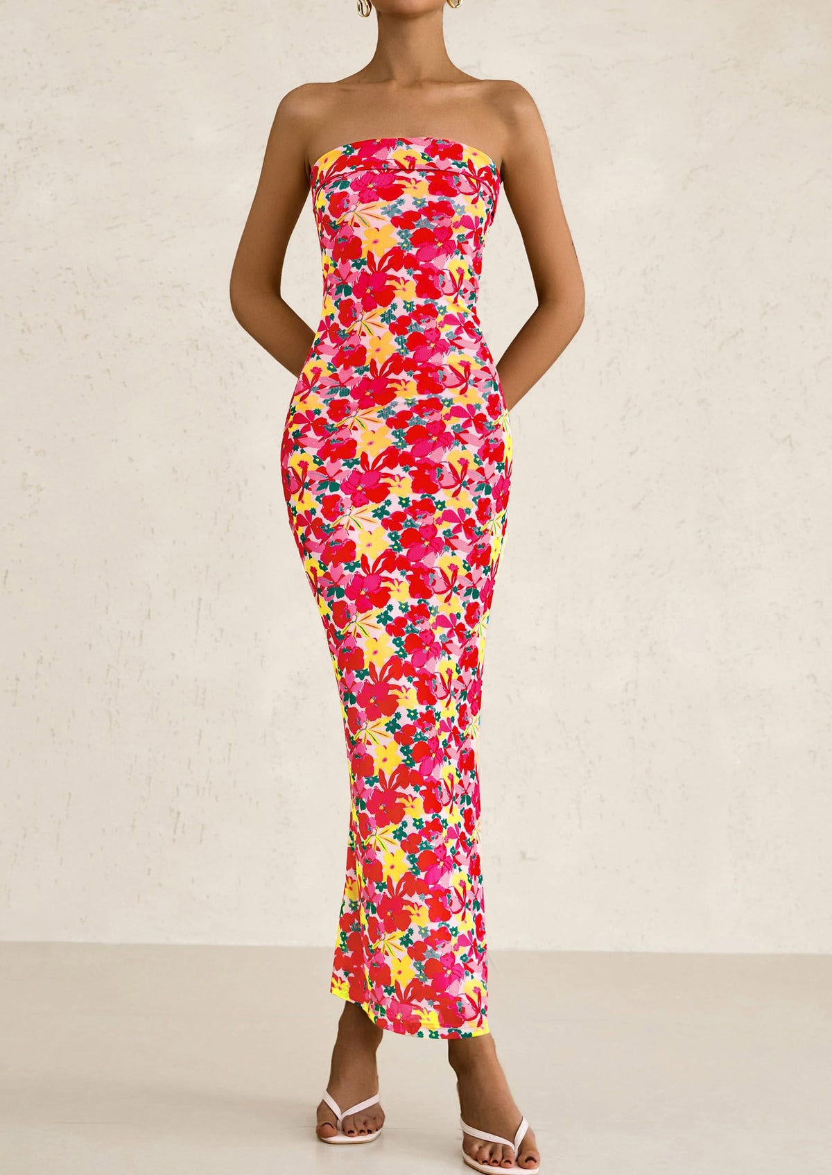 Womens Summer Printed Tube Maxi Dress Strapless Bodycon Sleeveless Night Out Long Dresses