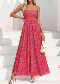 PRETTYGARDEN Womens Boho Maxi Dress 2026 Summer Floral Tube Strapless Spring Wedding Guest Cocktail Long Dresses PRETTYGARDEN