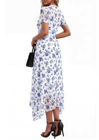 PRETTYGARDEN Cocktail Dresses for Women Summer Short Sleeve Floral Mesh Sheer Midi Party Wedding Guest Dress