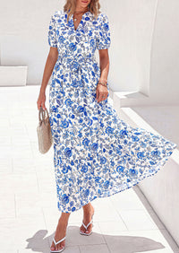PRETTYGARDEN Women's Summer Maxi Dresses Boho Floral Short Sleeve V Neck Casual Wedding Guest 2026 Beach Vacation Outfits