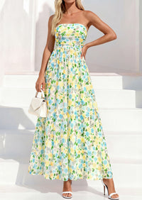 PRETTYGARDEN Womens Boho Maxi Dress 2026 Summer Floral Tube Strapless Spring Wedding Guest Cocktail Long Dresses PRETTYGARDEN