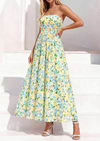 PRETTYGARDEN Womens Boho Maxi Dress 2026 Summer Floral Tube Strapless Spring Wedding Guest Cocktail Long Dresses PRETTYGARDEN