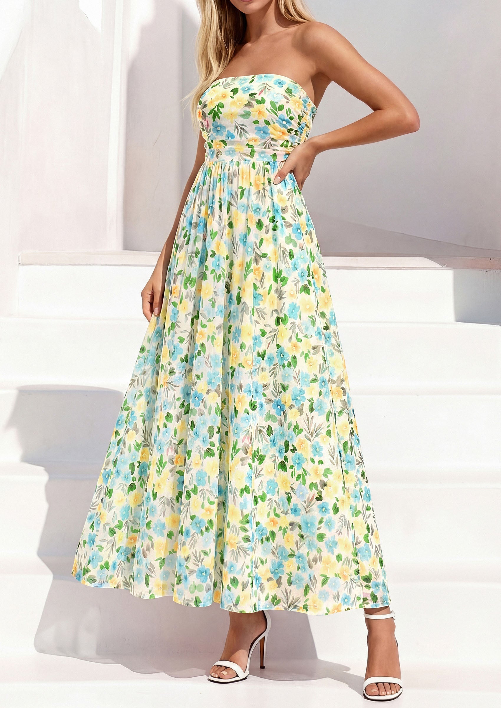 PRETTYGARDEN Womens Boho Maxi Dress 2026 Summer Floral Tube Strapless Spring Wedding Guest Cocktail Long Dresses PRETTYGARDEN