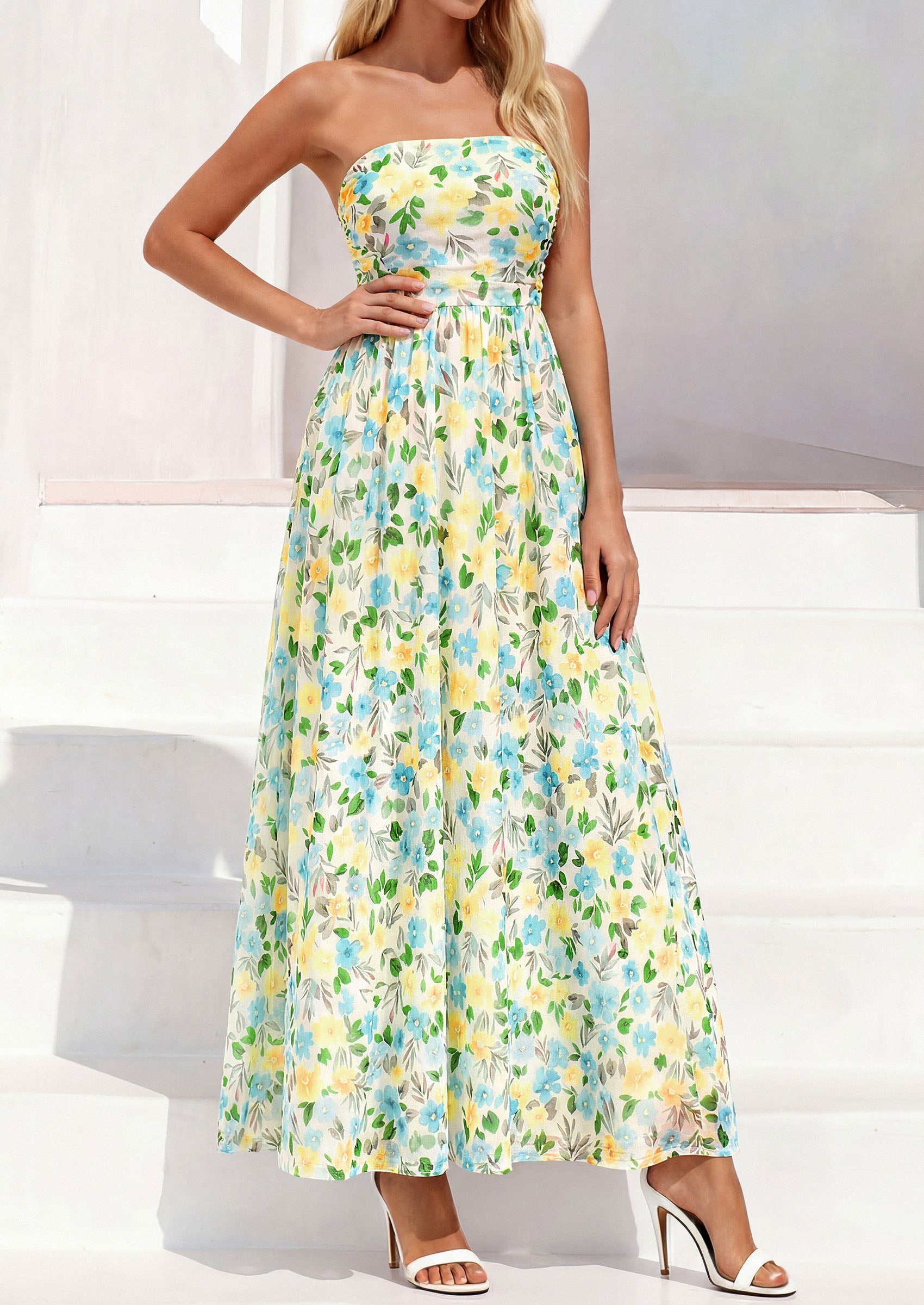 PRETTYGARDEN Womens Boho Maxi Dress 2026 Summer Floral Tube Strapless Spring Wedding Guest Cocktail Long Dresses PRETTYGARDEN