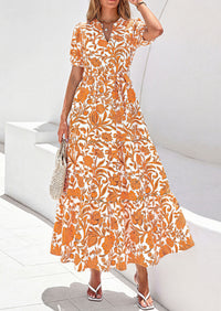 PRETTYGARDEN Women's Summer Maxi Dresses Boho Floral Short Sleeve V Neck Casual Wedding Guest 2026 Beach Vacation Outfits