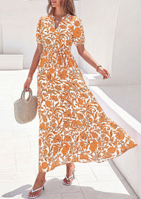 PRETTYGARDEN Women's Summer Maxi Dresses Boho Floral Short Sleeve V Neck Casual Wedding Guest 2026 Beach Vacation Outfits