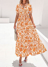 PRETTYGARDEN Women's Summer Maxi Dresses Boho Floral Short Sleeve V Neck Casual Wedding Guest 2026 Beach Vacation Outfits