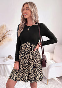 PRETTYGARDEN Womens Long Sleeve Empire Waist Maternity Dress with Pockets Crewnck Flowy A Line Casual Dresses, Above Knee Length, Solid Color & Floral, Baby Shower Outfits, Travel Fashion Clothes