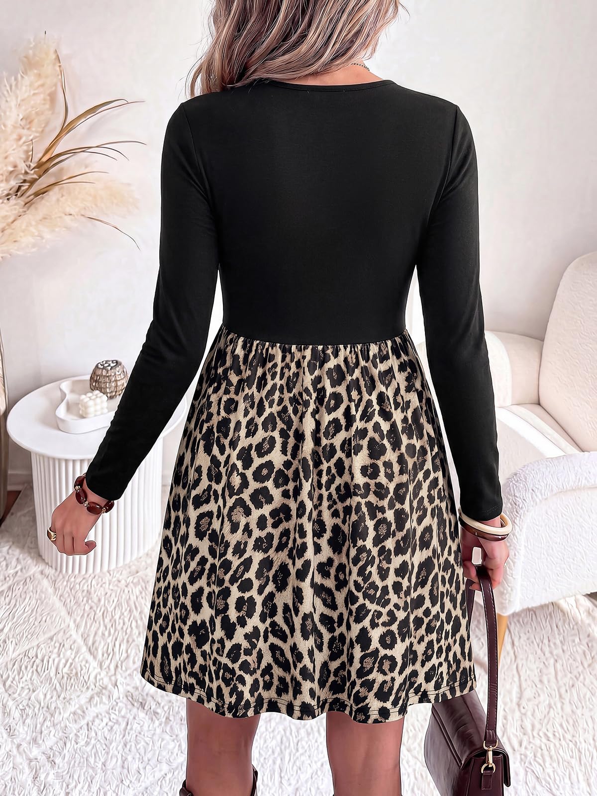 PRETTYGARDEN Womens Long Sleeve Empire Waist Maternity Dress with Pockets Crewnck Flowy A Line Casual Dresses, Above Knee Length, Solid Color & Floral, Baby Shower Outfits, Travel Fashion Clothes