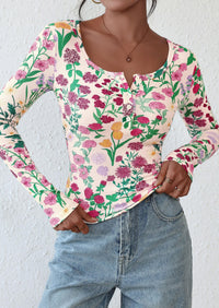 PRETTYGARDEN Women's Fall Long Sleeve Henley T Shirts Button Ribbed Knit Slim Fit Basic Tops Blouse Casual Outfits