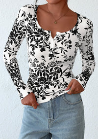 PRETTYGARDEN Women's Fall Long Sleeve Henley T Shirts Button Ribbed Knit Slim Fit Basic Tops Blouse Casual Outfits