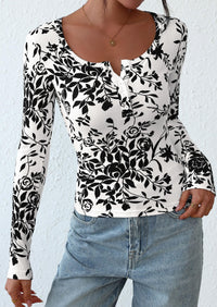 PRETTYGARDEN Women's Fall Long Sleeve Henley T Shirts Button Ribbed Knit Slim Fit Basic Tops Blouse Casual Outfits