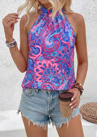 PRETTYGARDEN Halter Tops for Women Summer High Neck Boho Tank Top Sleeveless Beach Vacation Clothes Casual Blouse Shirts PRETTYGARDEN