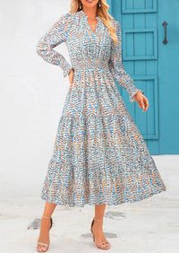 PRETTYGARDEN Women's Floral Maxi Dress Spring Long Sleeve V Neck Casual A Line Long Flowy Boho Party Dresses