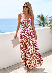 PRETTYGARDEN Women's Floral Maxi Dress Summer Outfits Spaghetti Strap Flowy Long Sundress Beach Vacation Boho Dresses PRETTYGARDEN