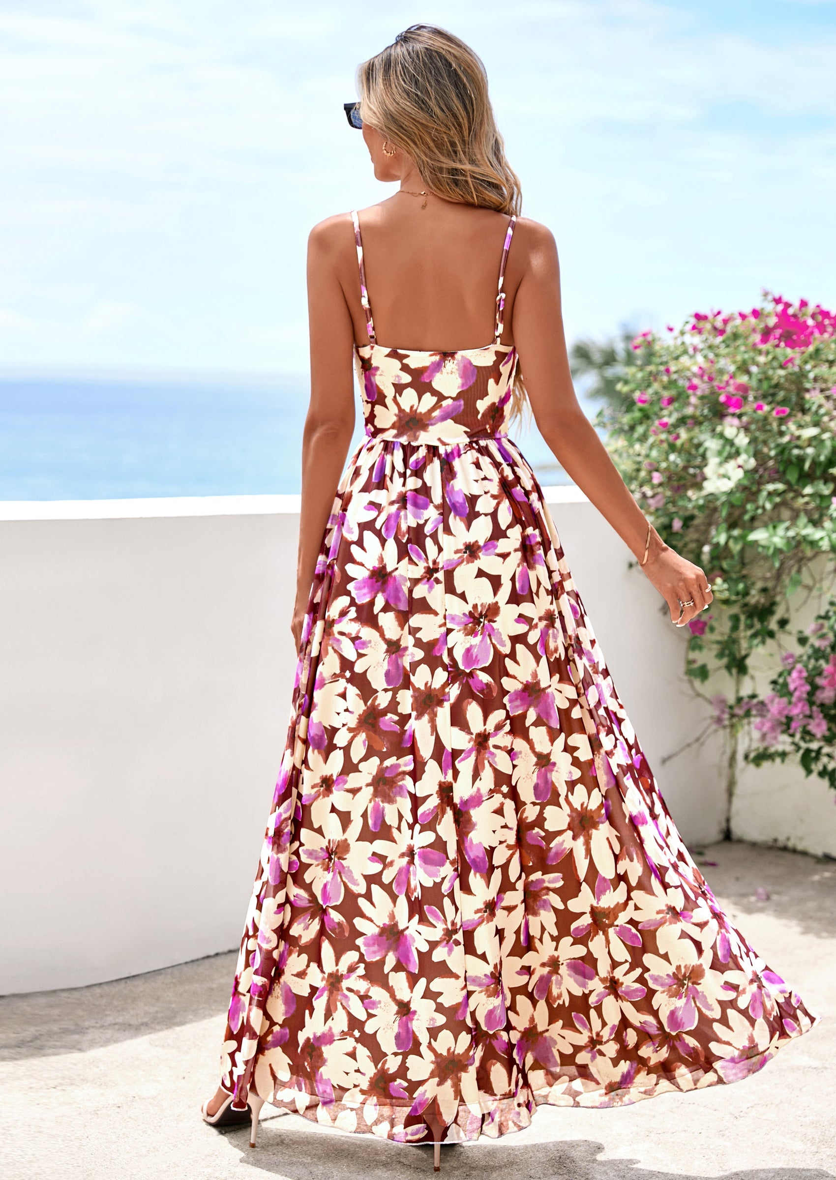 PRETTYGARDEN Women's Floral Maxi Dress Summer Outfits Spaghetti Strap Flowy Long Sundress Beach Vacation Boho Dresses PRETTYGARDEN