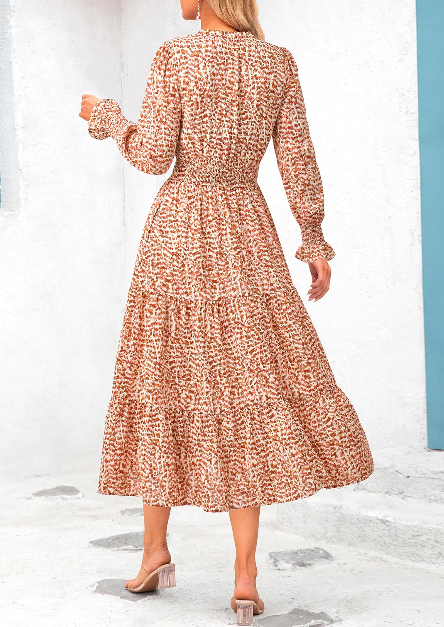 PRETTYGARDEN Women's Floral Maxi Dress Spring Long Sleeve V Neck Casual A Line Long Flowy Boho Party Dresses