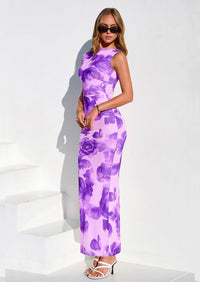 PRETTYGARDEN Women Summer One Shoulder Sleeveless Floral Maxi Dress Bodycon Ruched Mesh Formal Cocktail Wedding Guest Dresses PRETTYGARDEN