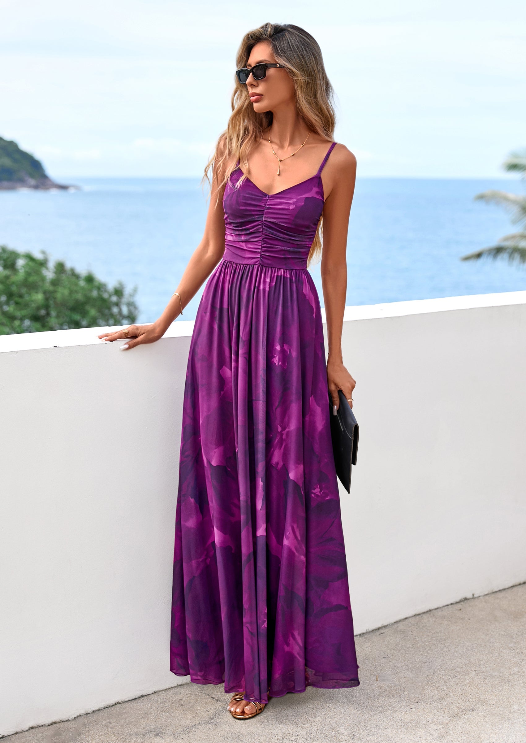 PRETTYGARDEN Women's Floral Maxi Dress Summer Outfits Spaghetti Strap Flowy Long Sundress Beach Vacation Boho Dresses PRETTYGARDEN
